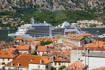 Obraz premium View of kotor old town from Lovcen mountain in Kotor, Montenegro