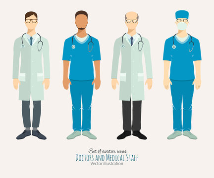  Doctors and medical staff. Set of characters