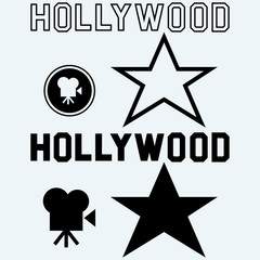 Obraz premium Hollywood symbol. Isolated on blue background. Vector silhouettes