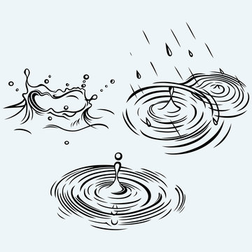 Rain drops. outline with different colors on white background. vector  illustration. Drops of rain falling down from the sky. | CanStock