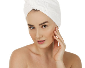Spa woman. Beautiful Young Woman After Bath. Perfect Skin, isola