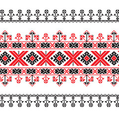 Set of Ethnic ornament pattern in red and black colors