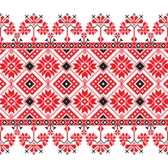 Set of Ethnic ornament pattern in red, black and white colors