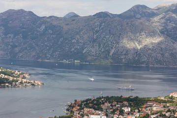 View of kotor old town from Lovcen mountain in Kotor, Montenegro