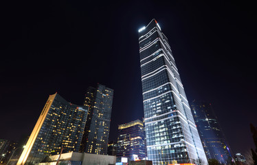 Fototapeta na wymiar Financial center buildings scenery at night in CBD area,Beijing,China.