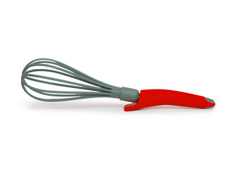 Red Silicone Wire Whisk isolated on white background