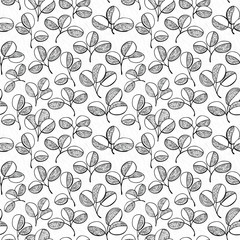 Vector abstract  leaves seamless pattern background in doodle style