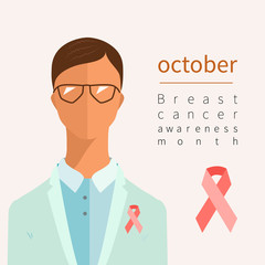 October: Breast Cancer Awareness Month. Placard.