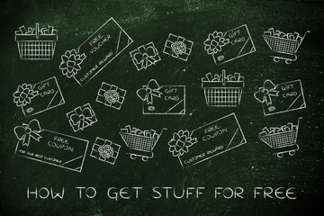 shopping carts, gift cards, free vouchers and coupons, get stuff