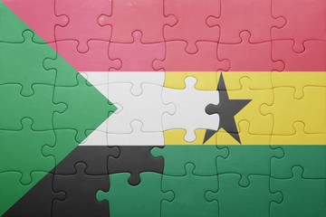 puzzle with the national flag of ghana and sudan