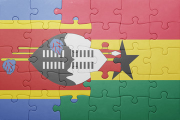 puzzle with the national flag of ghana and swaziland