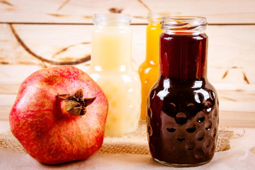 Juice in assortment - a banana, an orange, a grant