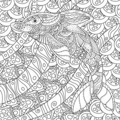 Fototapeta premium Zentangle stylized dolphin. adult anti stress Coloring Page