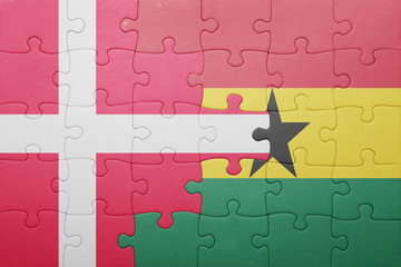puzzle with the national flag of ghana and denmark