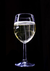 champagne glass long exposure low key and black background