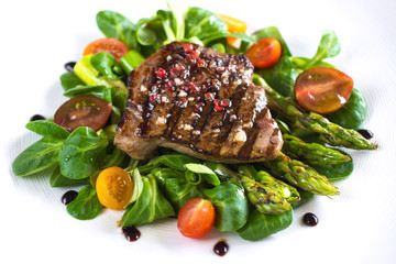 Beef steak with Grilled asparagus