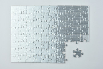 Missing jigsaw puzzle piece red color, business concept for comp