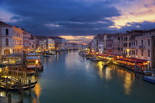 Venice. Image of Grand Canal in Venice during sunset. © rudi1976