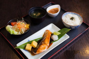 Salmon grilled japanese food 
