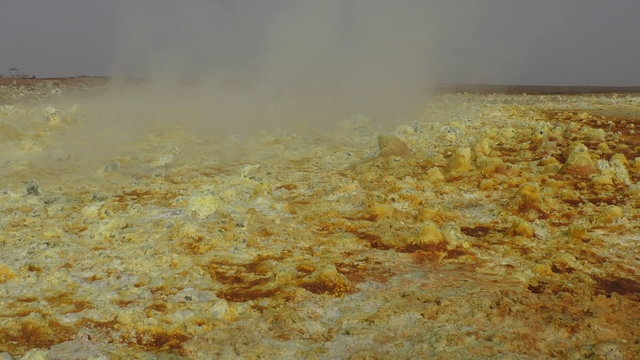Inside the explosion crater of Dallol volcano, Danakil Depression, Ethiopia