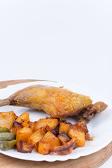 Roasted chicken meat with potatoes