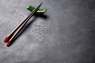 Sushi chopsticks on stone table