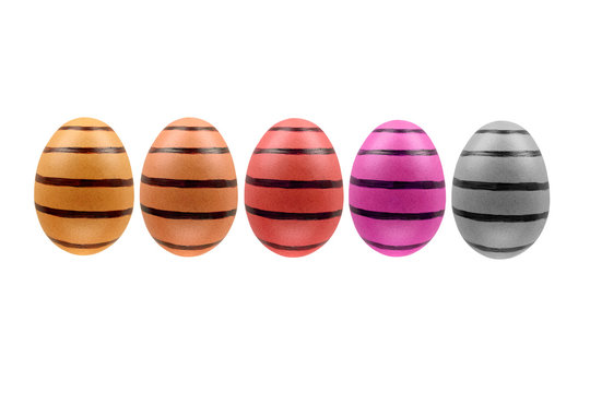 Set of three easter eggs isolated on white background for design  happy easter day