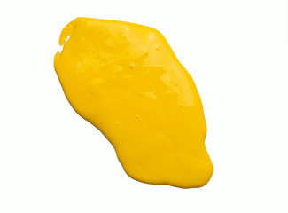 The puddle of an oil paint spill isolated over the white background,