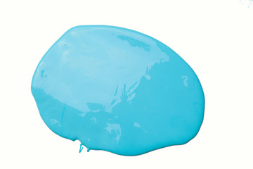 The puddle of an oil paint spill isolated over the white background,