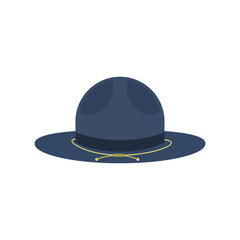 Blue cowboy hat icon, flat style