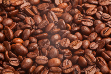 Coffee beans closeup background