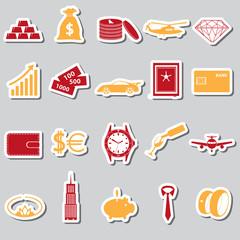 richness and money theme color stickers set eps10