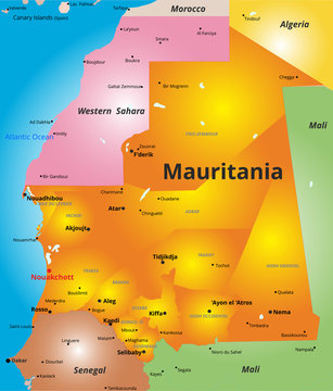 color map of Mauritania country