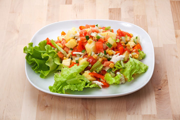 Salad on the kitchen table
