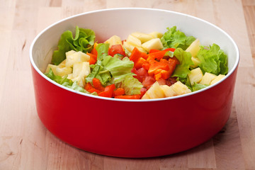 Salad on the kitchen table