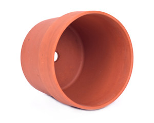 Decorative clay pot separated on white background