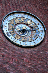 Close-up of clock on Townhall in Oslo, Norway. January 04, 2013