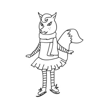 illustration of the amusing fox by skates