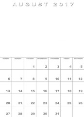 August 2017 calendar template