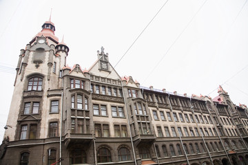 Obraz premium Facade of old house with bay windows