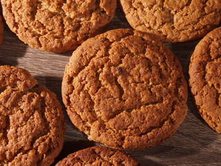 Sweet oatmeal cookies close-up