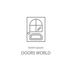 Door line icon logotype design templates.