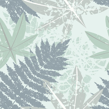 Seamless pattern with tropical and exotic leaves