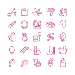 Vector cosmetics line icons