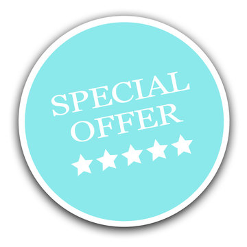 Special offer sale sign light blue sticker