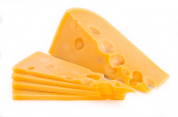 piece of cheese isolated on white background