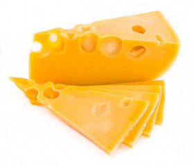 piece of cheese isolated on white background