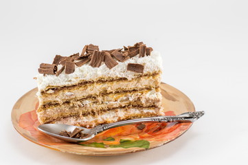 Slice of homemade cake on a plate