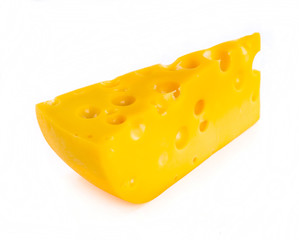 piece of cheese isolated on white background
