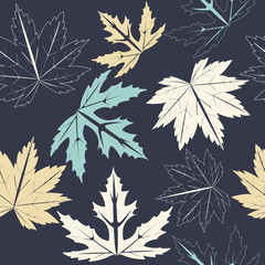 Stylish seamless pattern with autumn leaves
